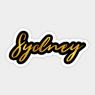 Sydney Name Hand Lettering in Faux Gold Letters Sticker